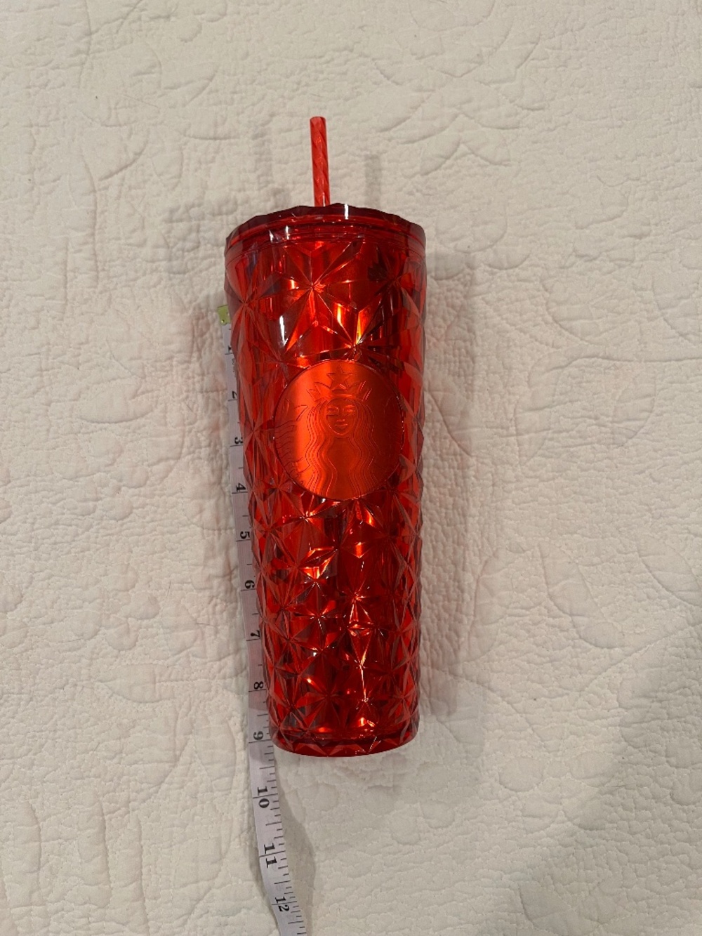 Starbucks Red Faceted Cold Cup Tumbler 24oz Holiday Acrylic Straw Cup